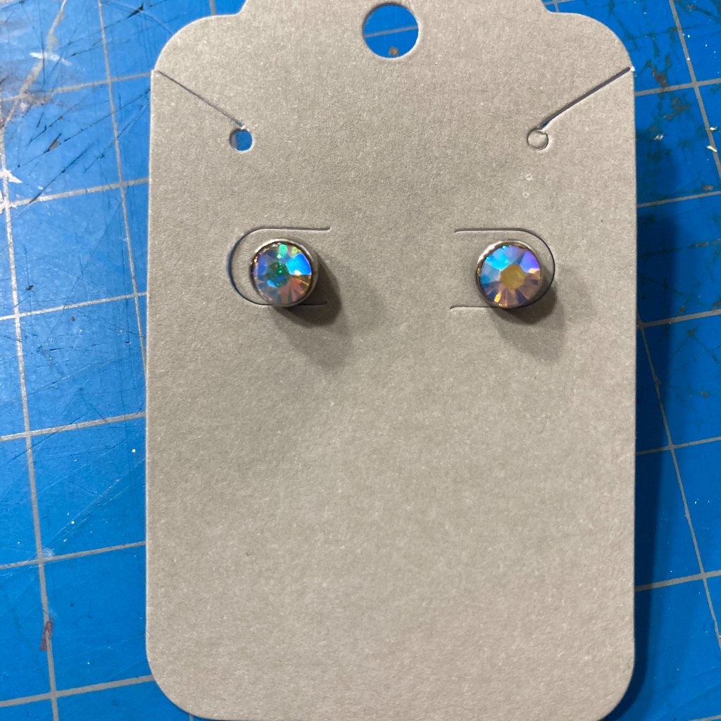 Time & Tru Clear Gem Silver Stud Earrings